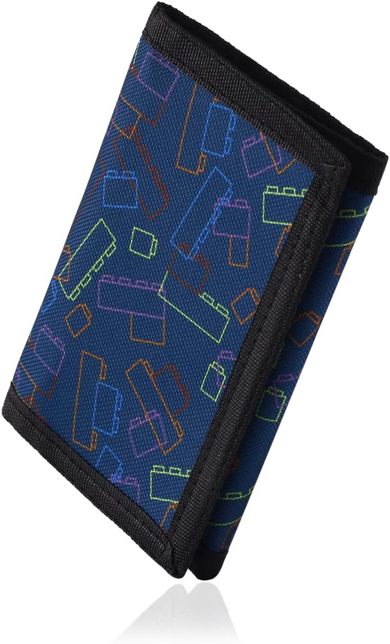 Nitort Wallet,Birthday Gifts,RFID Trifold Canvas Outdoor Sports Wallets for Kid,Lovely and Novelty Wallet with Zipper for Kids- Front Pocket Wallet with Magic Sticker(LG-Building Blocks03) - Image 2